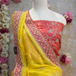 CRUNCHY SILK FABRIC SAREE WITH WITH BANDHANI AND CUT WORK BORDER & ZARKAN AND SEQUENCE WORK (WITH HEAVY BLOUSE) ##SR409