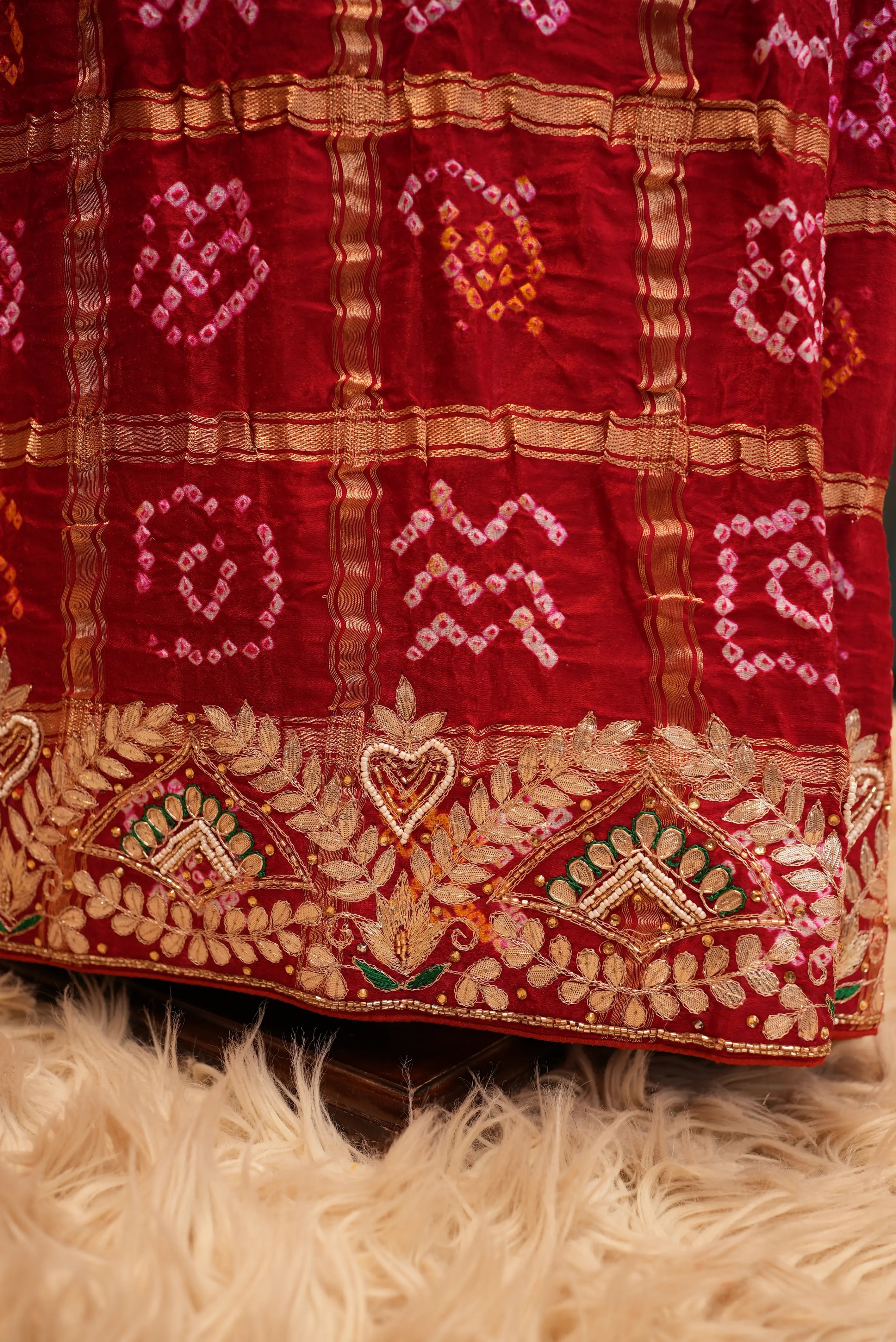 Garchola Design Pure Gajji Silk Saree With gota patti (With Blouse)