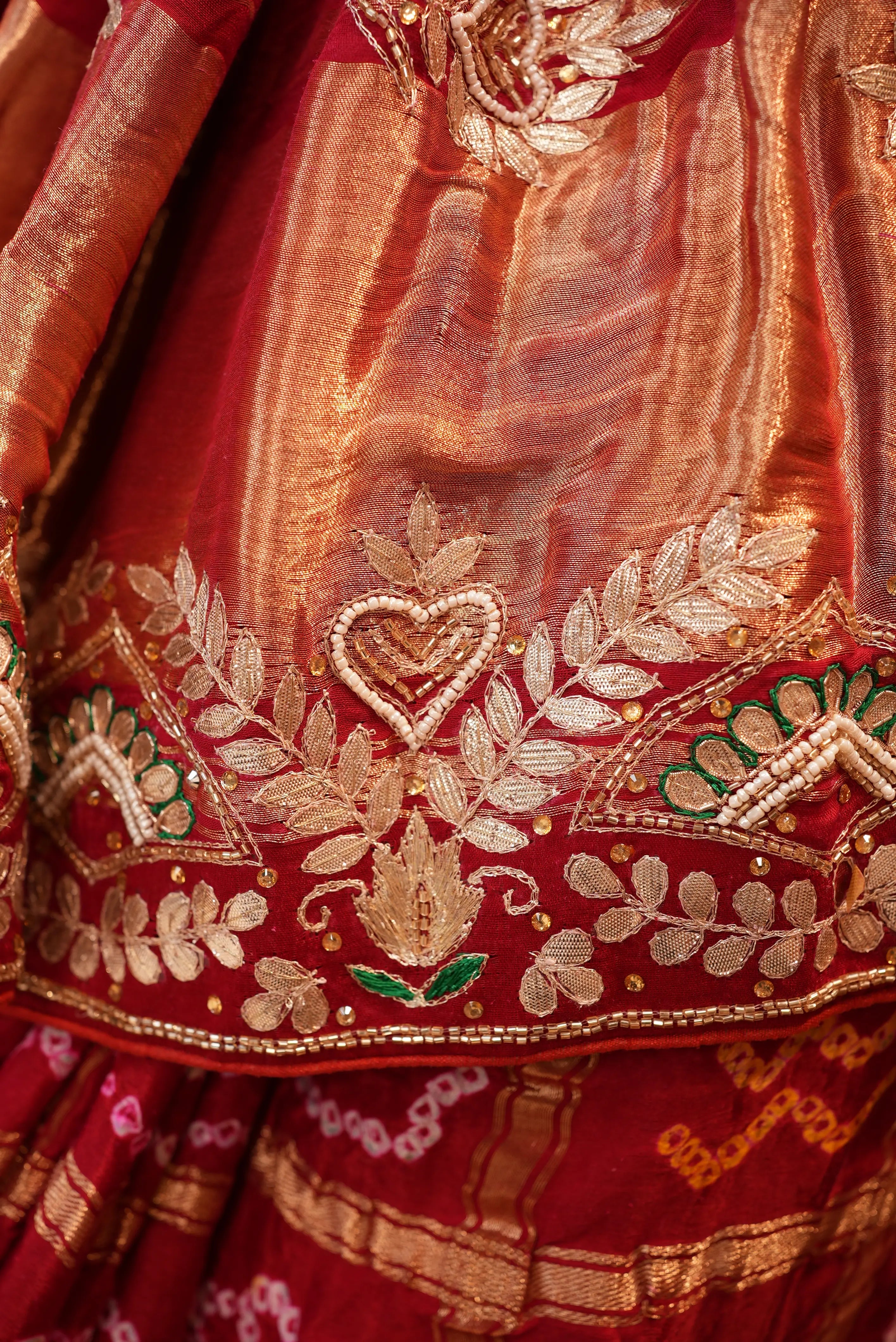 Garchola Design Pure Gajji Silk Saree With gota patti (With Blouse)