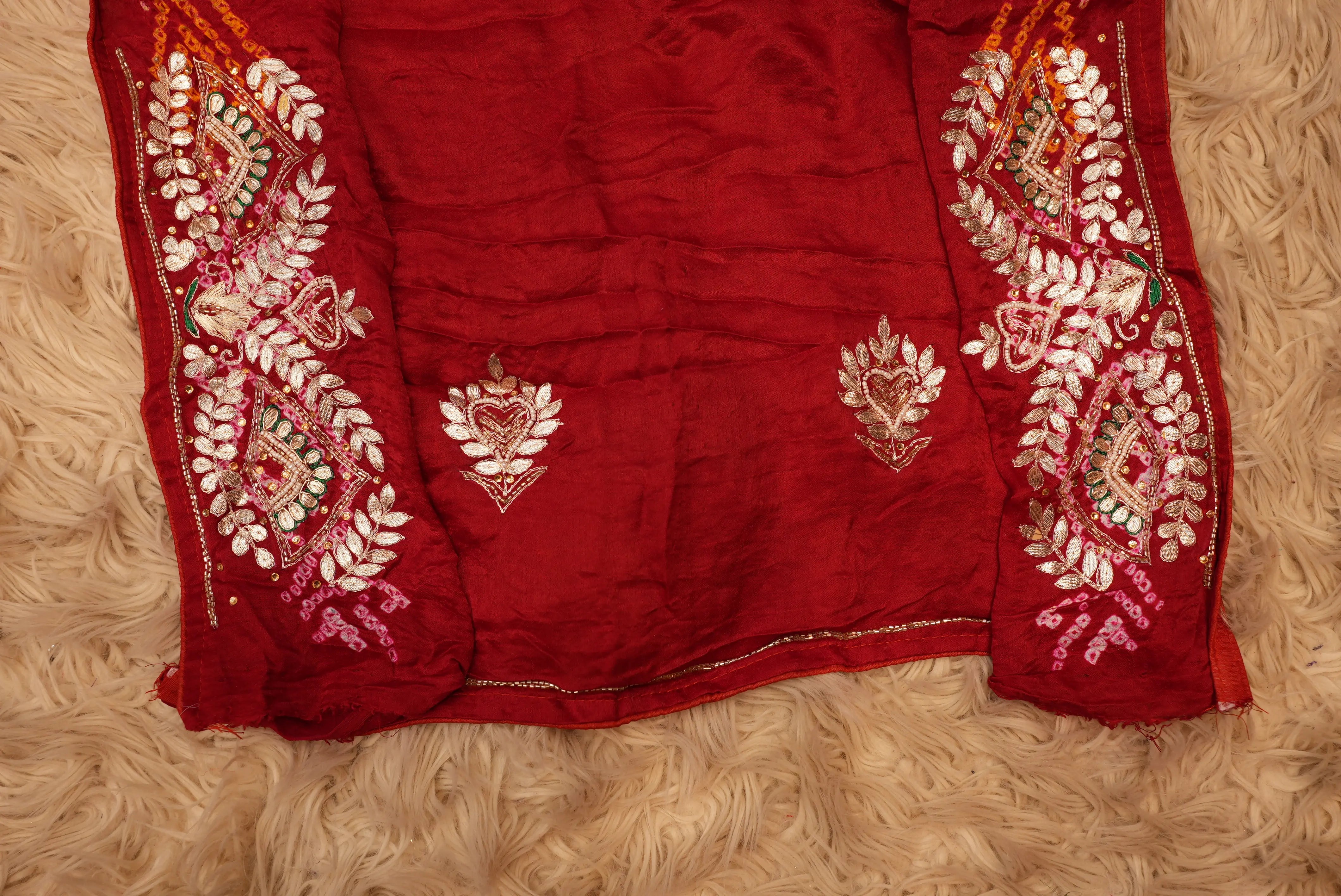 Garchola Design Pure Gajji Silk Saree With gota patti (With Blouse)