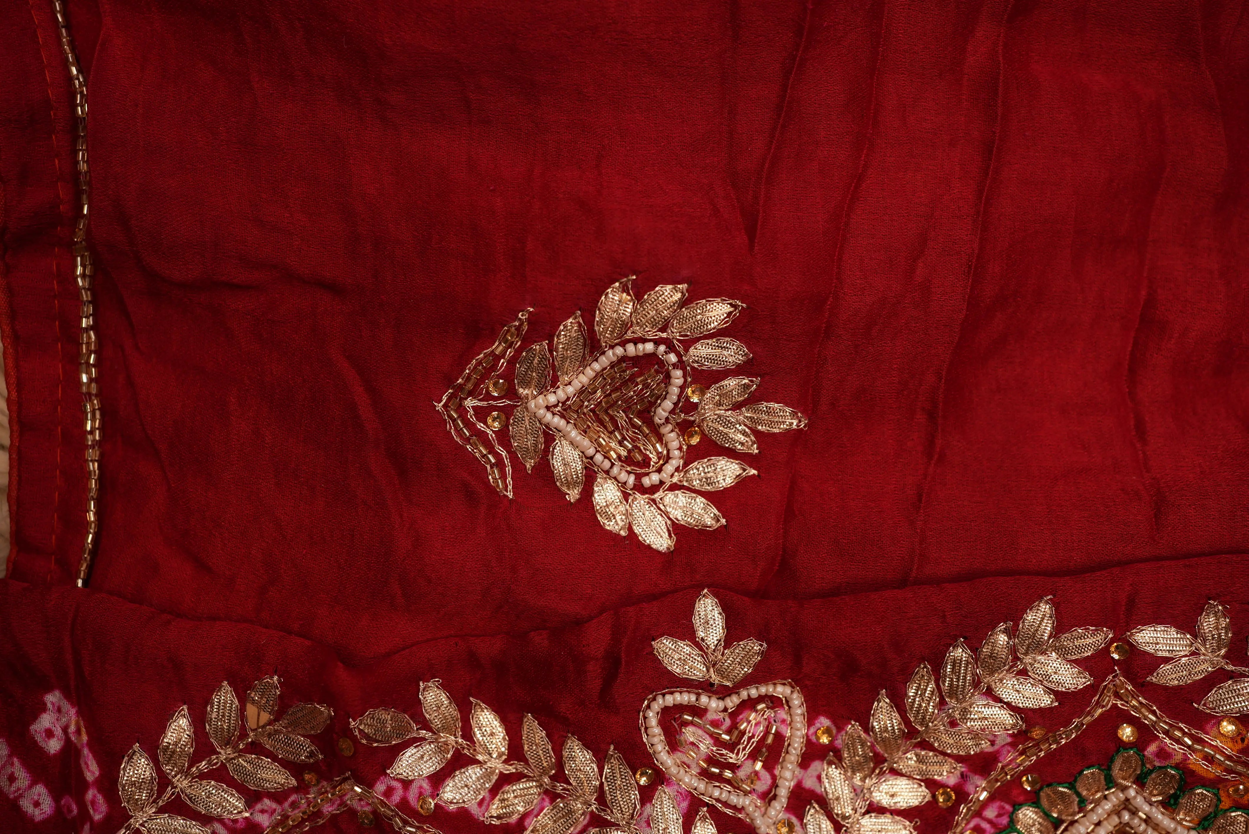 Garchola Design Pure Gajji Silk Saree With gota patti (With Blouse)
