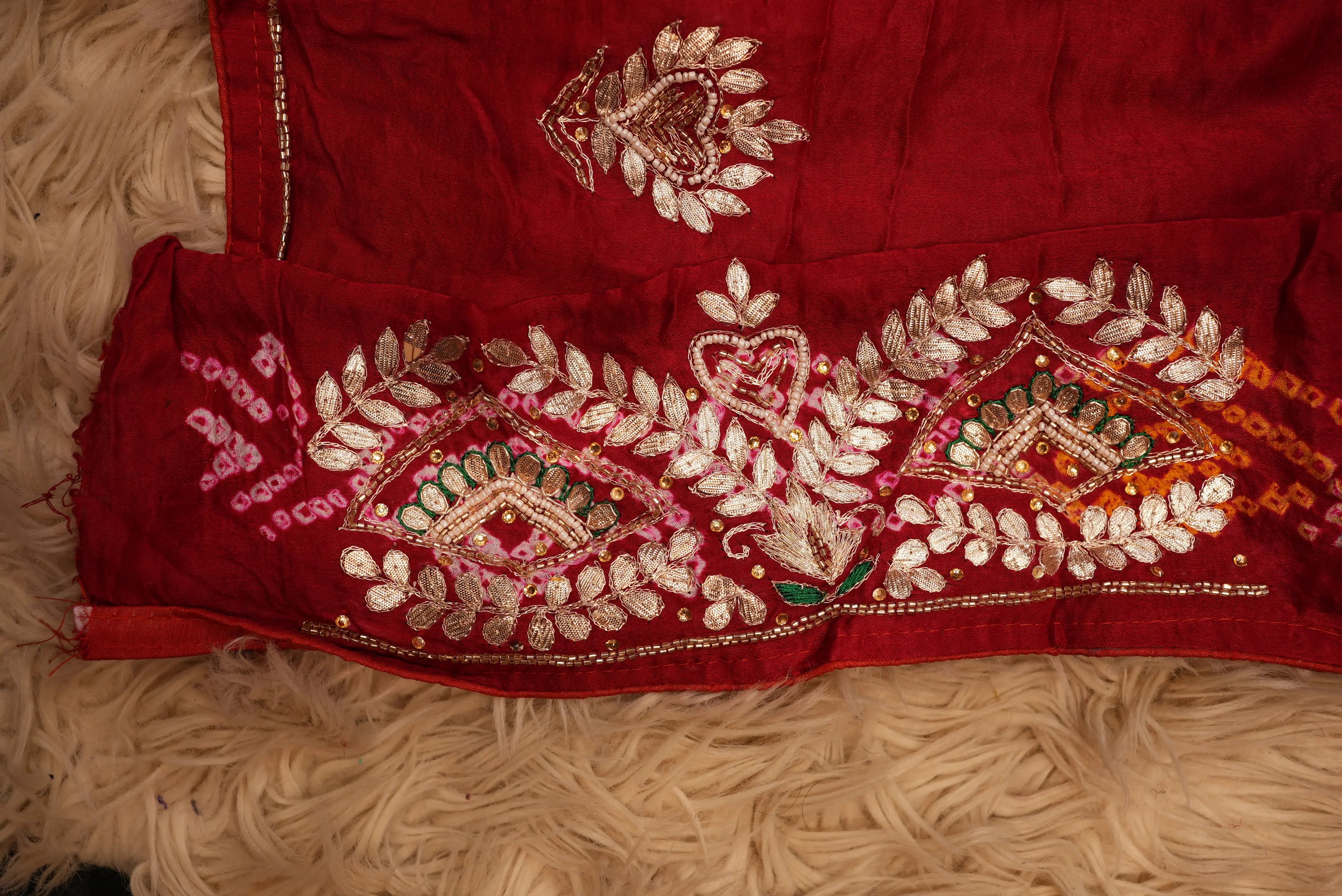 Garchola Design Pure Gajji Silk Saree With gota patti (With Blouse)