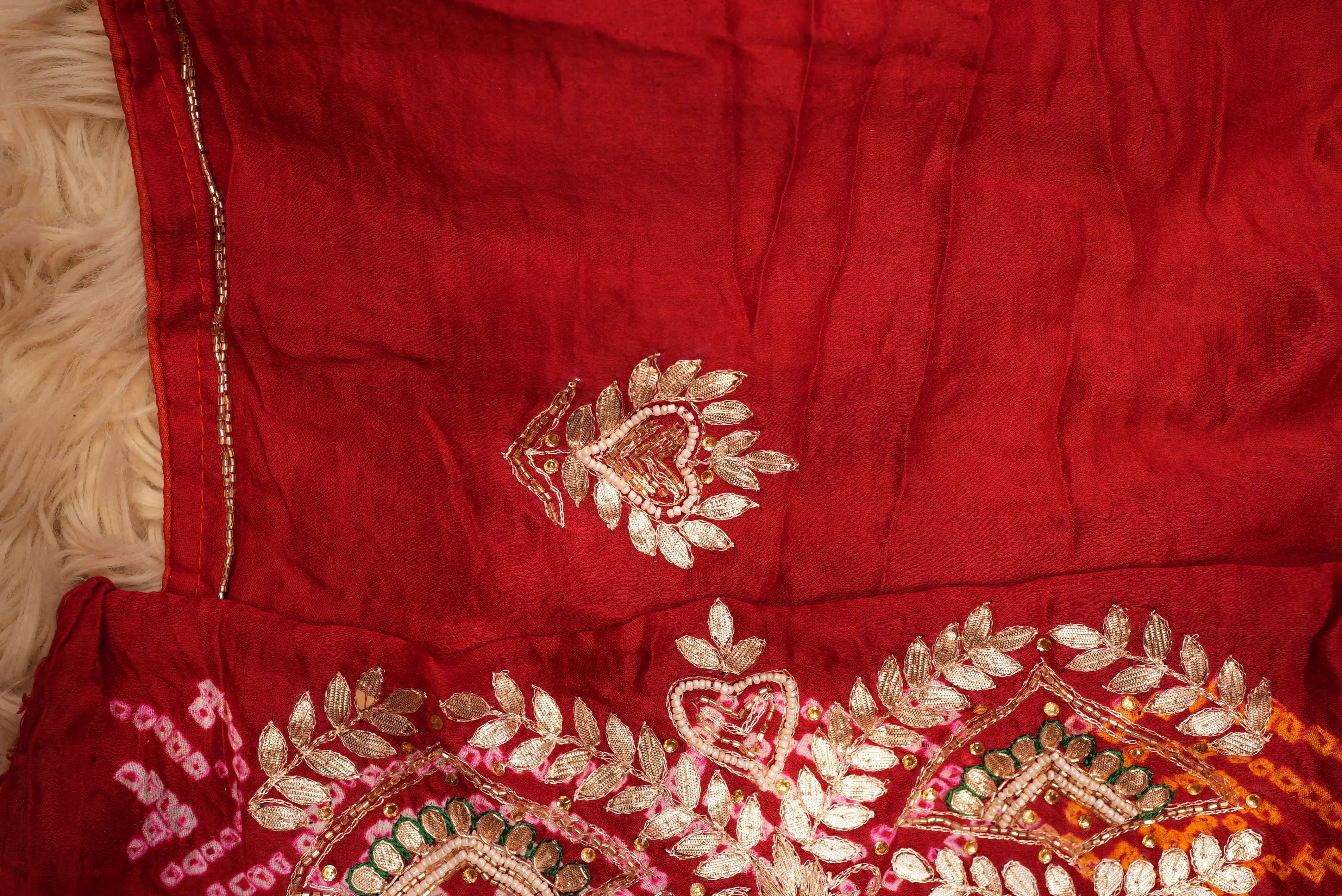 Garchola Design Pure Gajji Silk Saree With gota patti (With Blouse)
