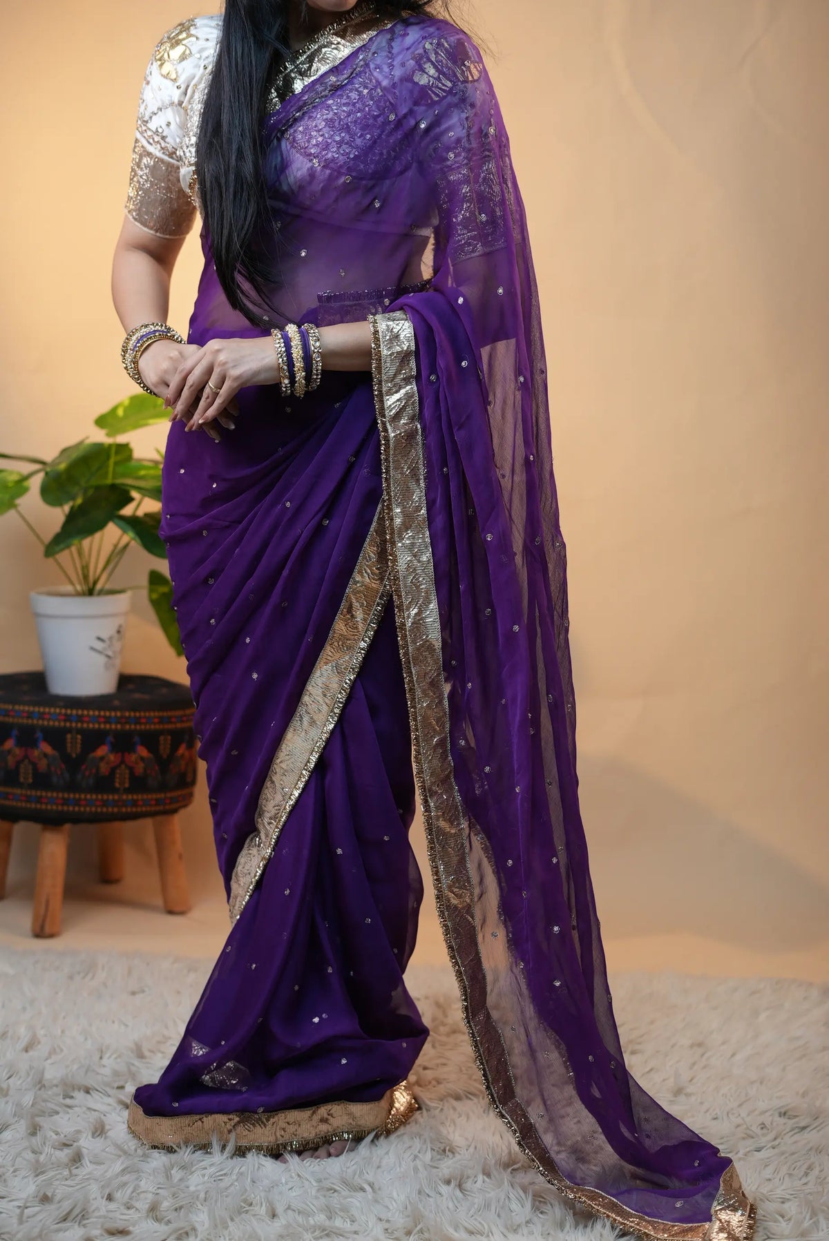 Traditional Rajputi Khara Gota & Sequin Work Saree (PRE-BOOKING ITEM)