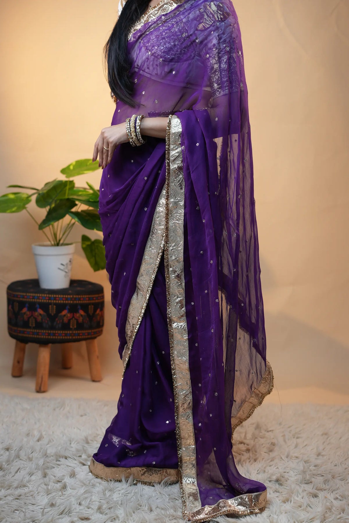 Traditional Rajputi Khara Gota & Sequin Work Saree (PRE-BOOKING ITEM)