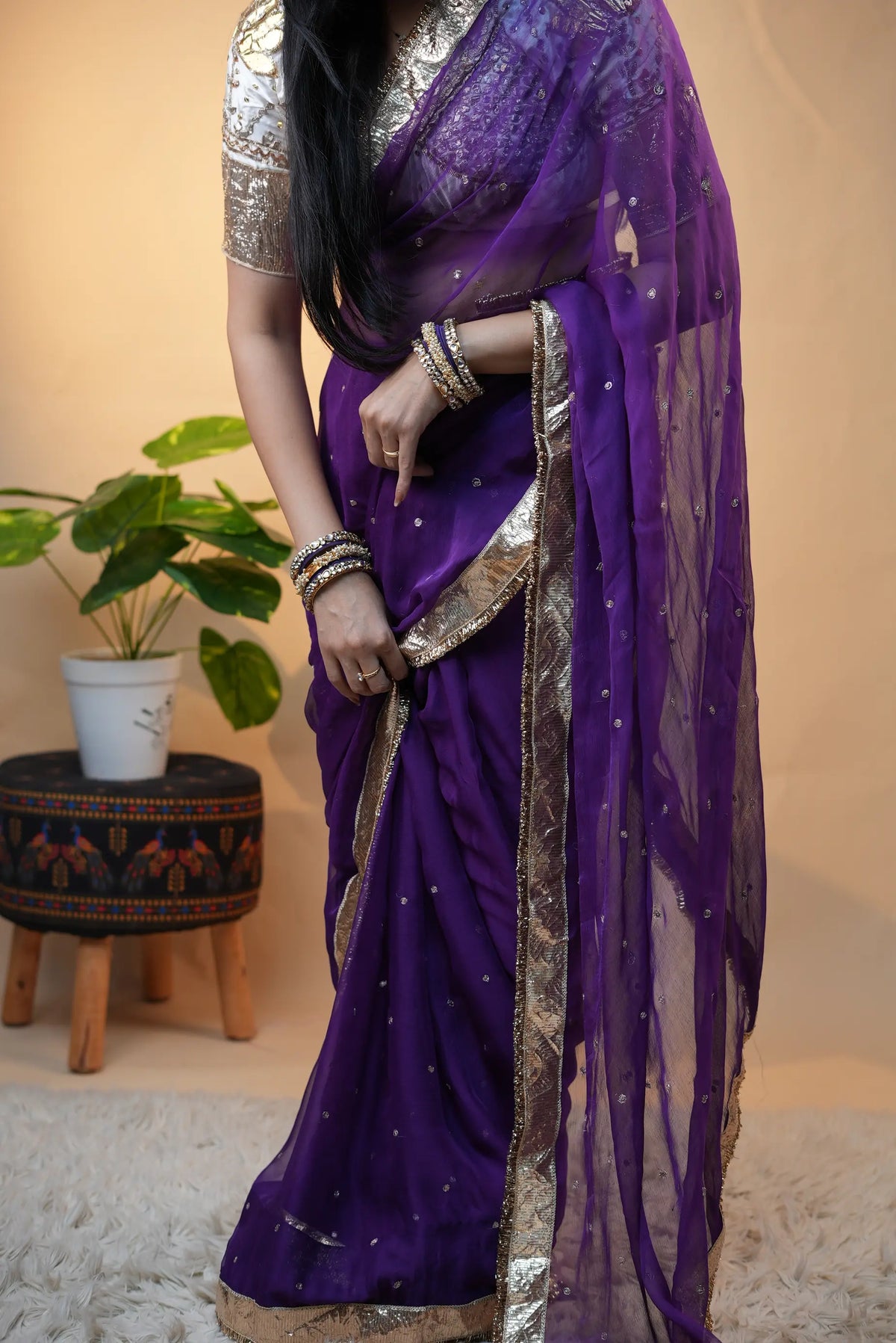 Traditional Rajputi Khara Gota & Sequin Work Saree (PRE-BOOKING ITEM)