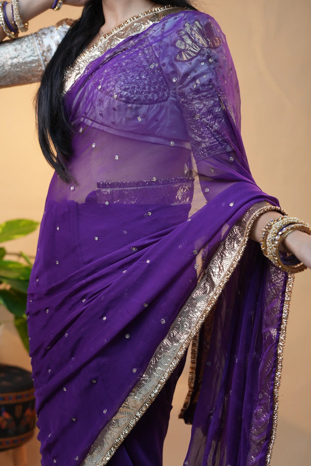 Traditional Rajputi Khara Gota & Sequin Work Saree (PRE-BOOKING ITEM)