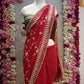 COUSTOMIZED CHARKHI AND KACHI GOTA PATTI WROK SAREE ON PURE GEORGETTE FABRIC WITH CONTRAST GREE BLOUSE ##SR0234