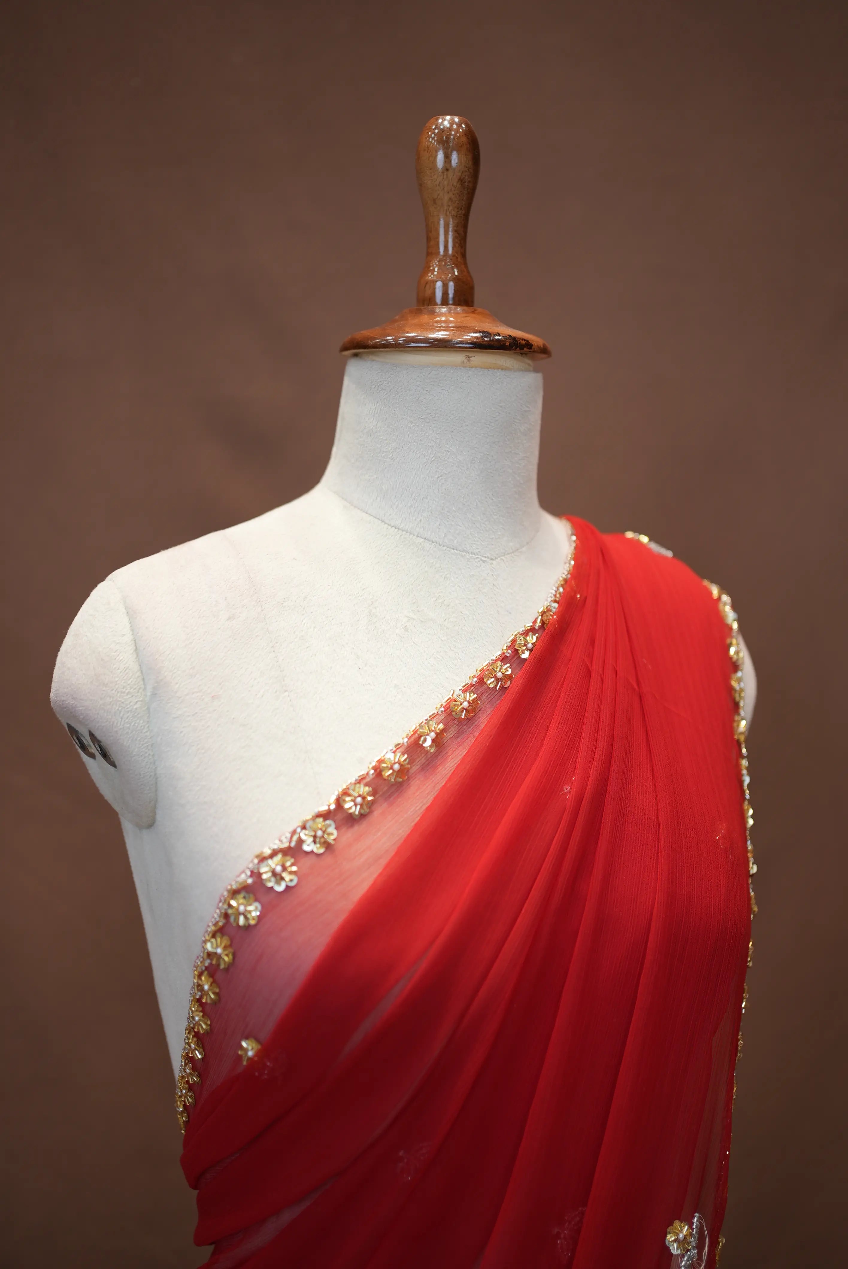 Beads Work Saree with Buti Work and Heavy Blouse on Georgette Fabric