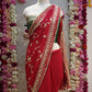 COUSTOMIZED CHARKHI AND KACHI GOTA PATTI WROK SAREE ON PURE GEORGETTE FABRIC WITH CONTRAST GREE BLOUSE ##SR0234