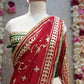COUSTOMIZED CHARKHI AND KACHI GOTA PATTI WROK SAREE ON PURE GEORGETTE FABRIC WITH CONTRAST GREE BLOUSE ##SR0234