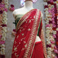 COUSTOMIZED CHARKHI AND KACHI GOTA PATTI WROK SAREE ON PURE GEORGETTE FABRIC WITH CONTRAST GREE BLOUSE ##SR0234