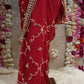 COUSTOMIZED CHARKHI AND KACHI GOTA PATTI WROK SAREE ON PURE GEORGETTE FABRIC WITH CONTRAST GREE BLOUSE ##SR0234