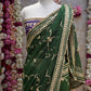 COUSTOMIZED CHARKHI AND KACHI GOTA PATTI WROK SAREE ON PURE GEORGETTE FABRIC WITH CONTRAST GREE BLOUSE ##SR0234