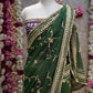 COUSTOMIZED CHARKHI AND KACHI GOTA PATTI WROK SAREE ON PURE GEORGETTE FABRIC WITH CONTRAST GREE BLOUSE ##SR0234