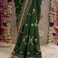 COUSTOMIZED CHARKHI AND KACHI GOTA PATTI WROK SAREE ON PURE GEORGETTE FABRIC WITH CONTRAST GREE BLOUSE ##SR0234