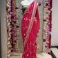 COUSTOMIZED CHARKHI AND KACHI GOTA PATTI WROK SAREE ON PURE GEORGETTE FABRIC WITH CONTRAST GREE BLOUSE ##SR0234