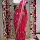 COUSTOMIZED CHARKHI AND KACHI GOTA PATTI WROK SAREE ON PURE GEORGETTE FABRIC WITH CONTRAST GREE BLOUSE ##SR0234