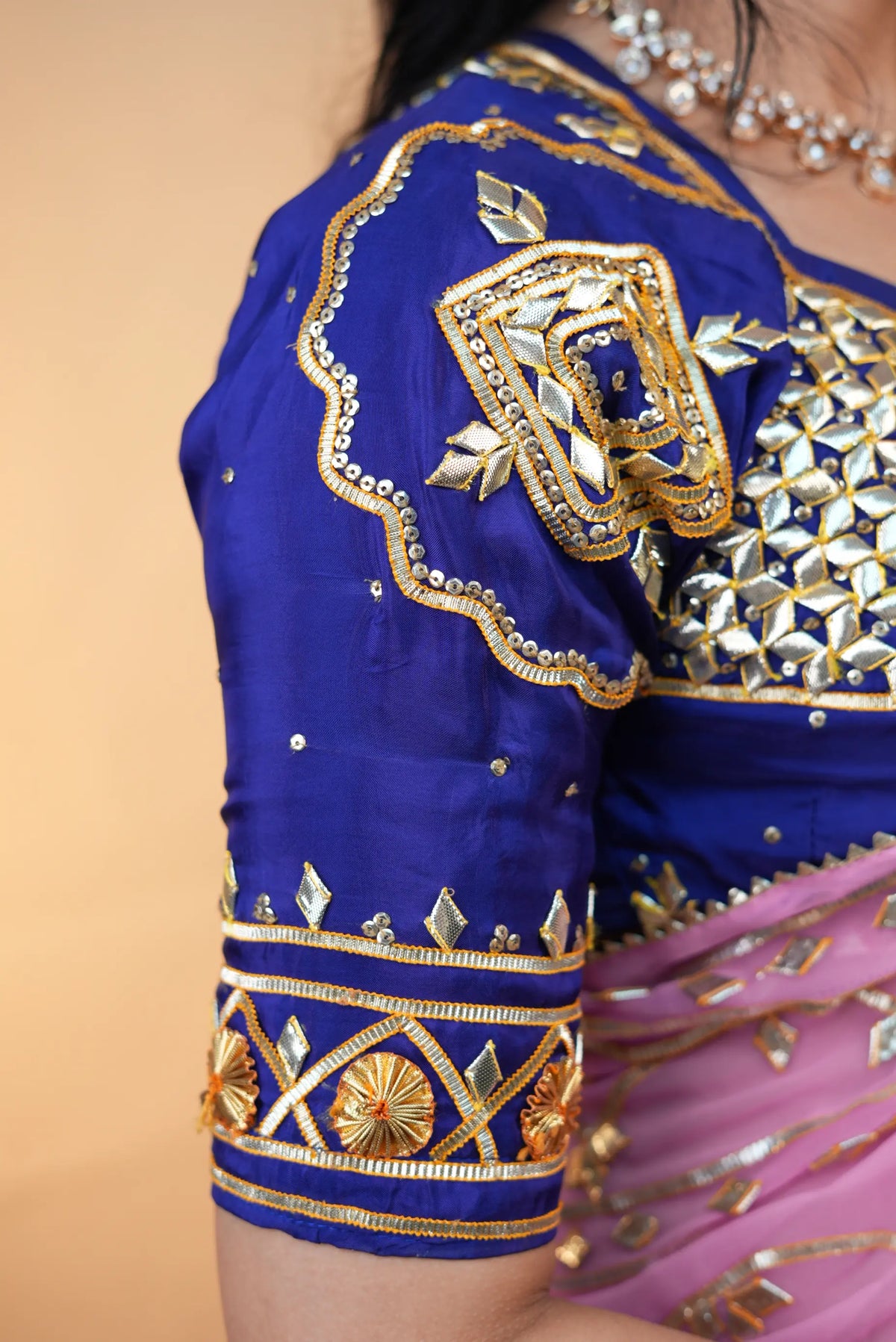 Royal Blue Rajasthani Aangi Blouse With Gota Patti Handwork(PRE-BOOKING ITEM)