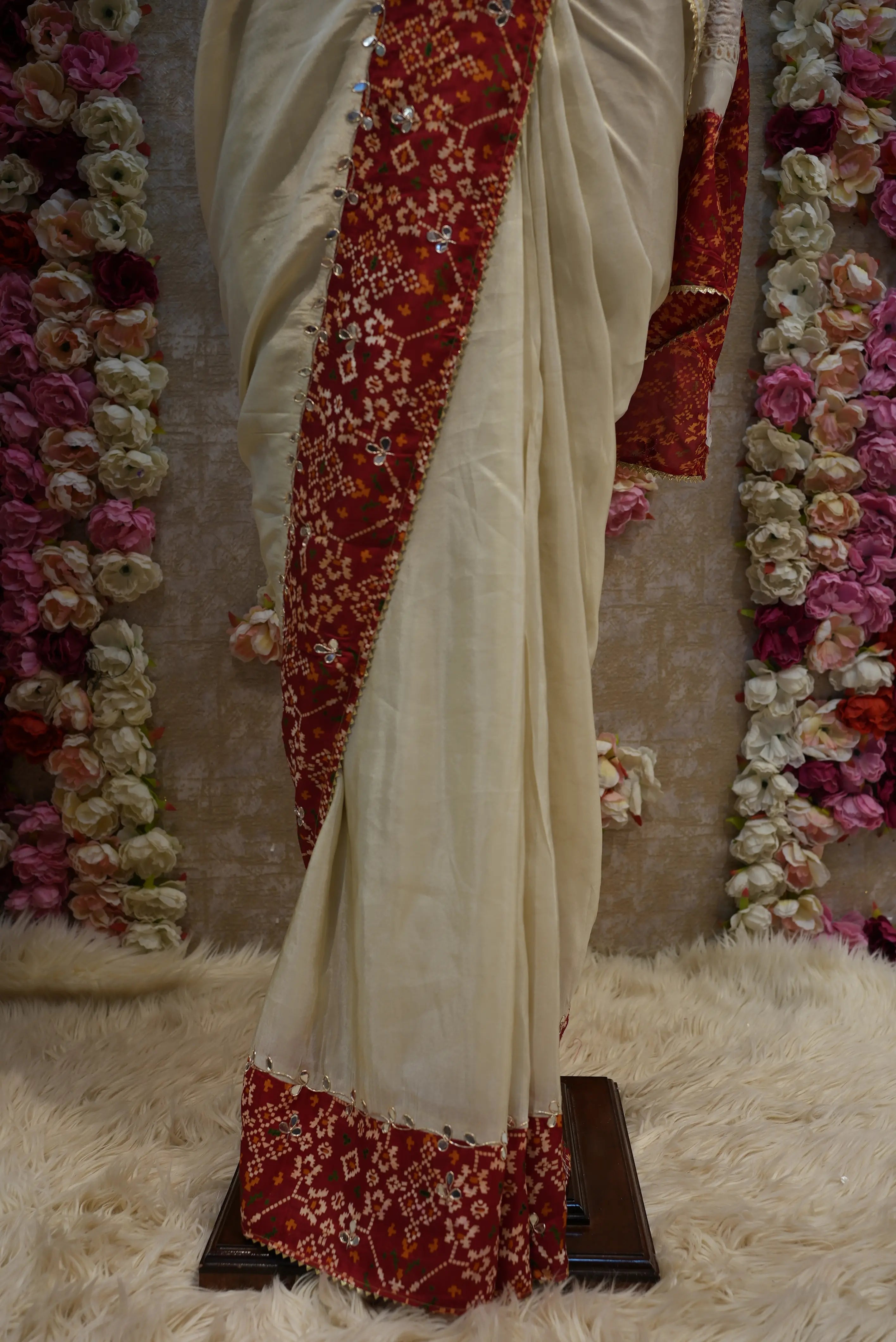 Navratri Special Tissue Saree with Patola Border & Zardosi (With Blouse)