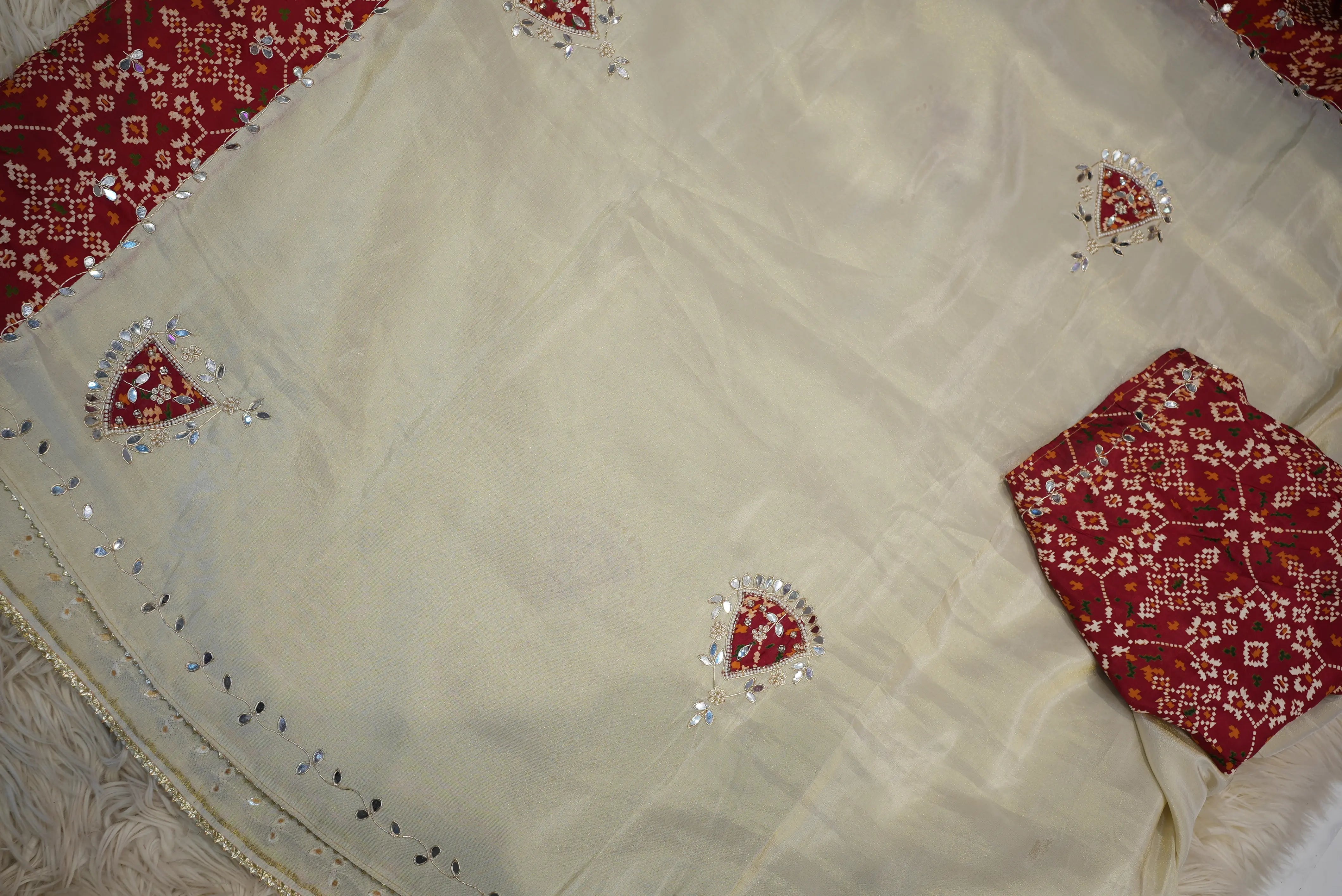 Navratri Special Tissue Saree with Patola Border & Zardosi (With Blouse)