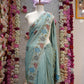 CUTWORK BORDER SAREE WITH AARI TARI WORK ON TISSUE FABRIC (WITH BLOUSE)    ##SR407