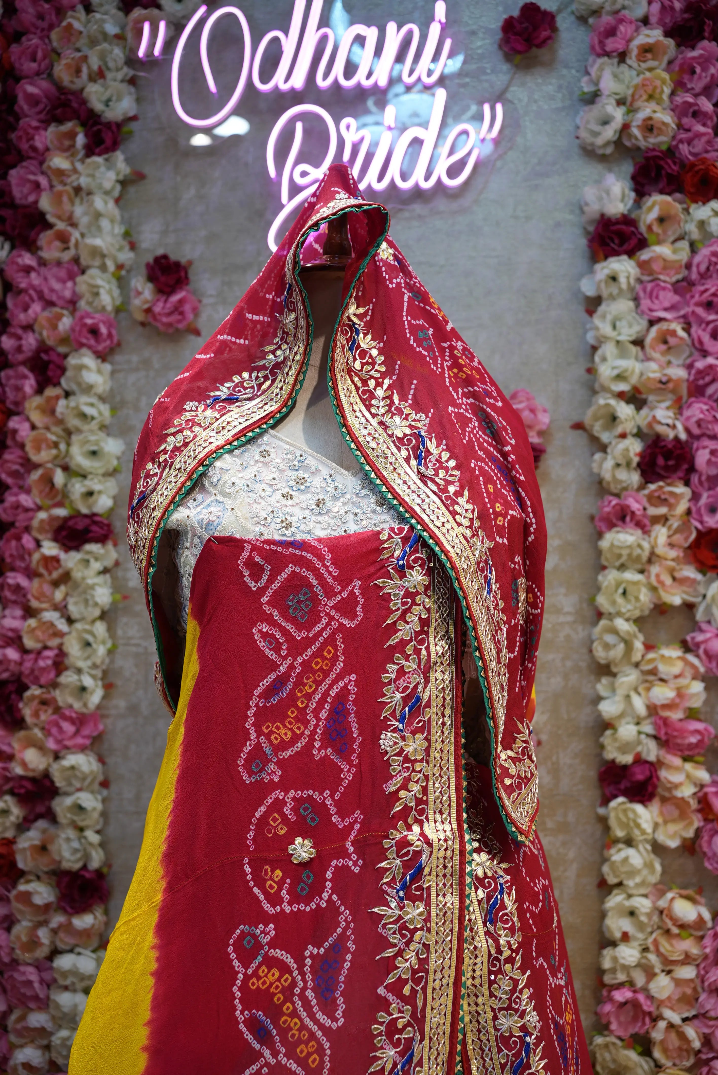 Rajasthani Pomcha Saree with Zardozi & Zero Gota Patti (DOUBLE PATT)
