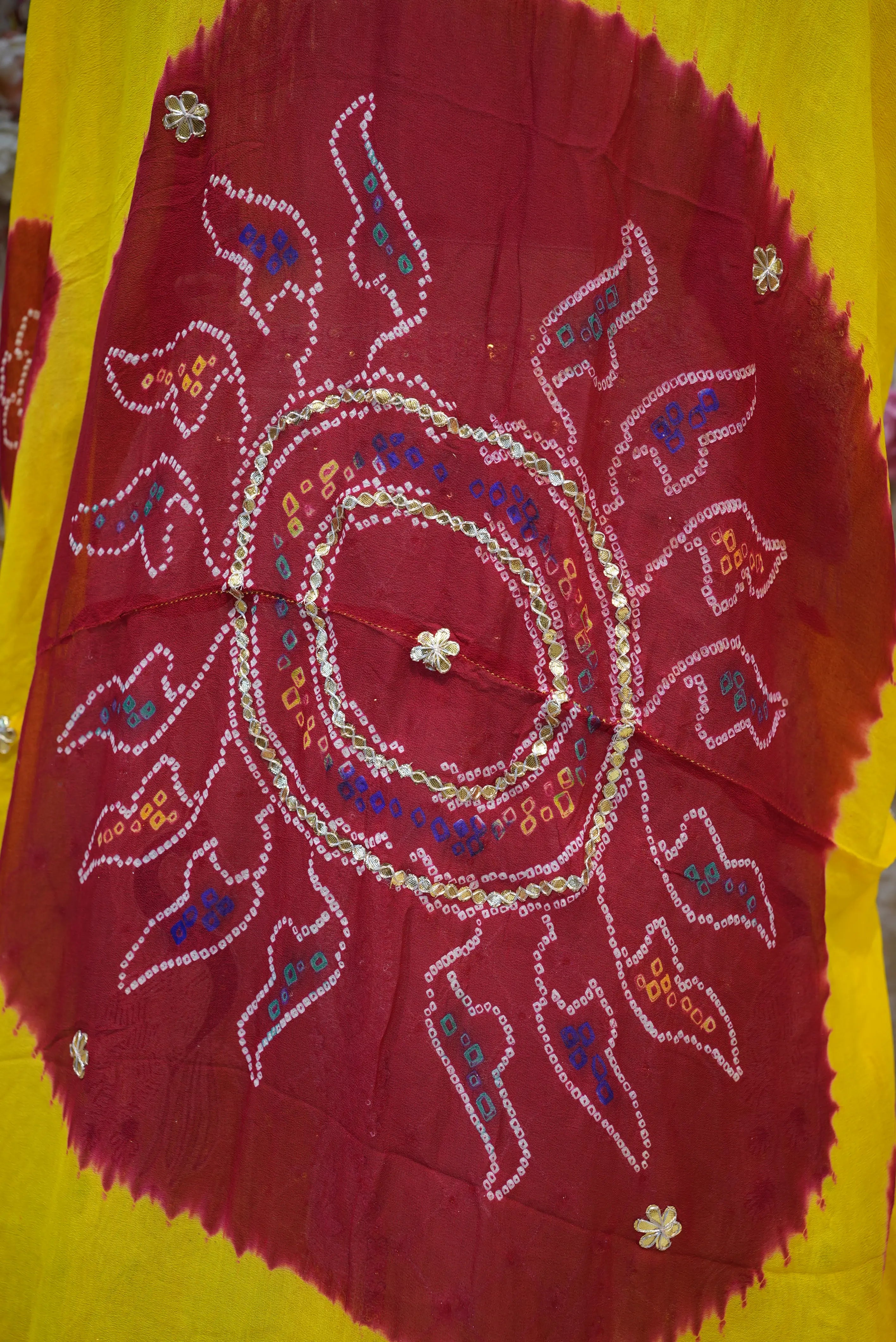 Rajasthani Pomcha Saree with Zardozi & Zero Gota Patti (DOUBLE PATT)