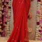 KARWA CHOUTH SPECIAL HANDWORK SAREE ON GEORGETTE FABRIC WITH CUTDANA BORDER (WITH RUNNING BLOUSE) ##SR0368