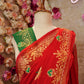 FESTIVAL SPECIAL RAJPUTI SAREE ON CHAMUNDA CHIFFON FABRIC (WITH CONTRAST GREEN BLOUSE)  ##SR0369