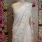 MOON WHITE COLOUR CELEBRITY SAREE ON ORGANZA FABRIC WITH APLIC WORK (WITH BLOUSE) ##SR0371