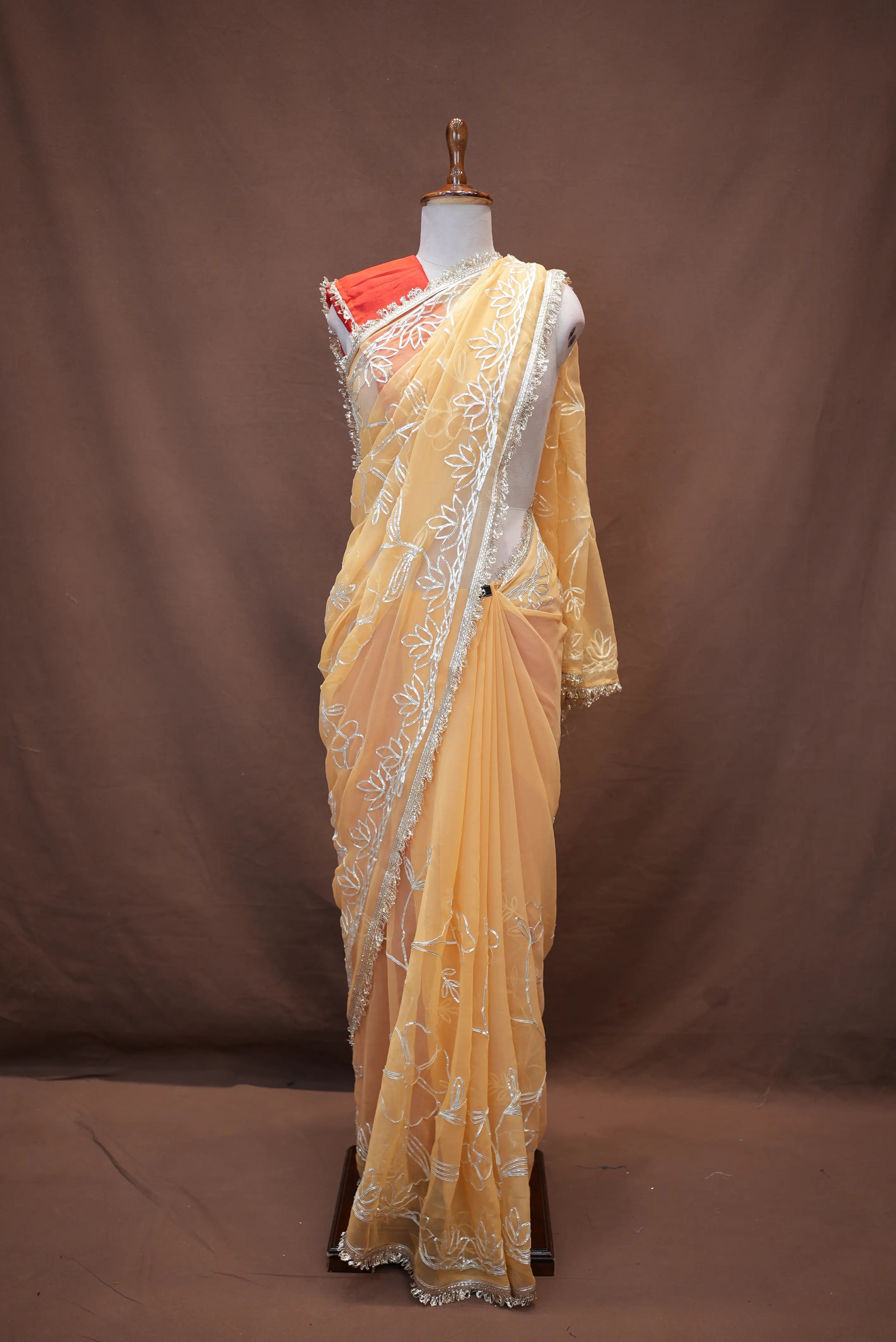 KACCHI GOTAPATTI WORK SAREE WITH CONTRAST BLOUSE