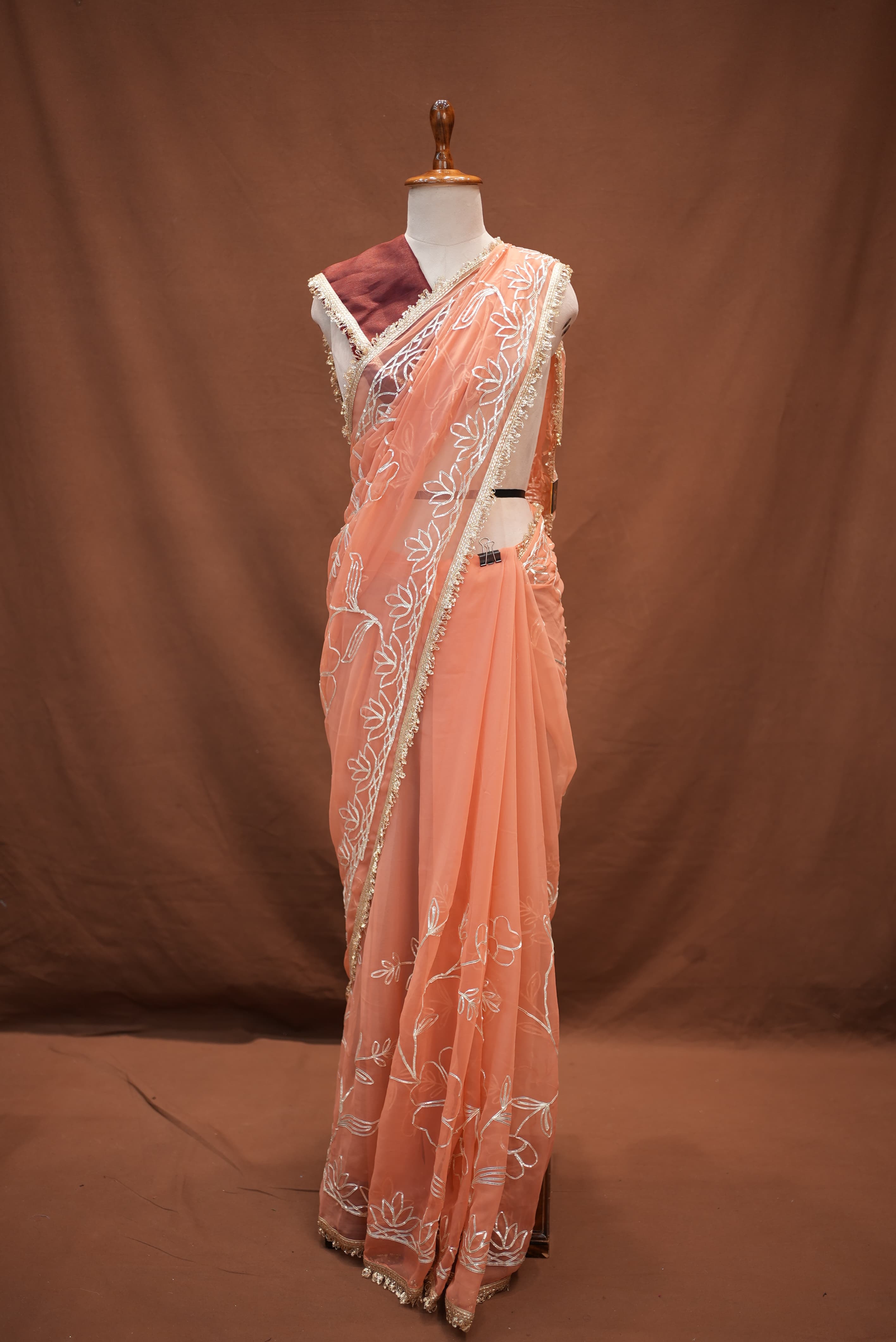 KACCHI GOTAPATTI WORK SAREE WITH CONTRAST BLOUSE
