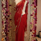 PEACOCK DESIGN SAREE WITH SEQUANCE WORK ON ROYAL GEORGETTE FABRIC  (RUNNING BLOUSE)   ##SR0365