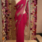 PEACOCK DESIGN SAREE WITH SEQUANCE WORK ON ROYAL GEORGETTE FABRIC  (RUNNING BLOUSE)   ##SR0365