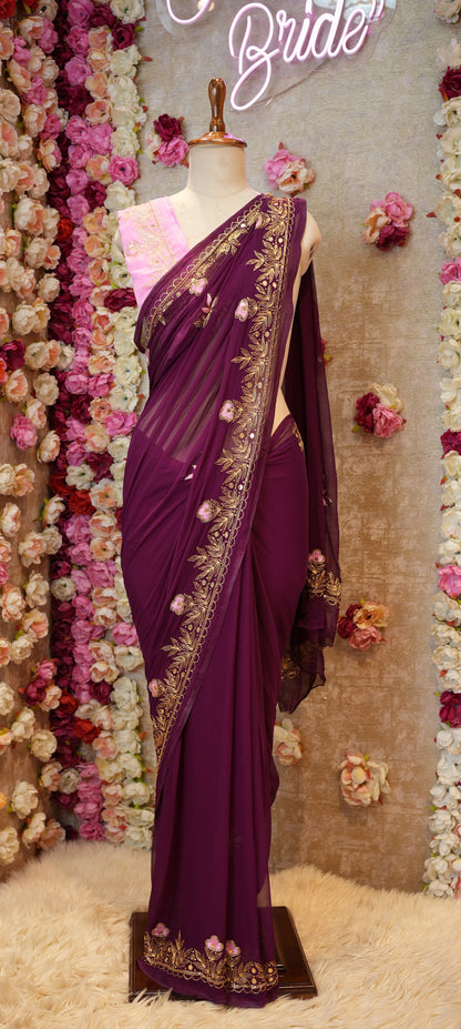 FESTIVAL SPECIAL RAJPUTI SAREE ON CHAMUNDA CHIFFON FABRIC (WITH CONTRAST GREEN BLOUSE)  ##SR0369