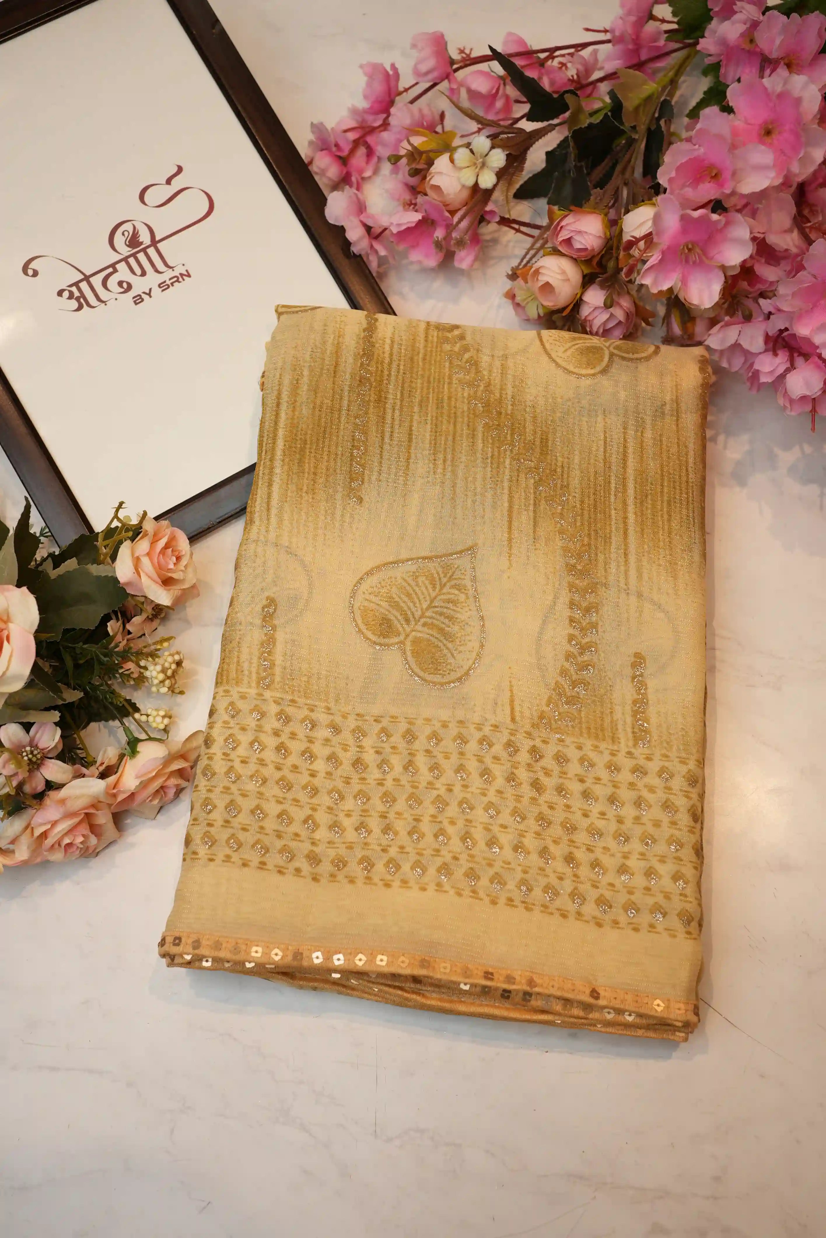 Synthetic Georgette Saree with Foil Print
