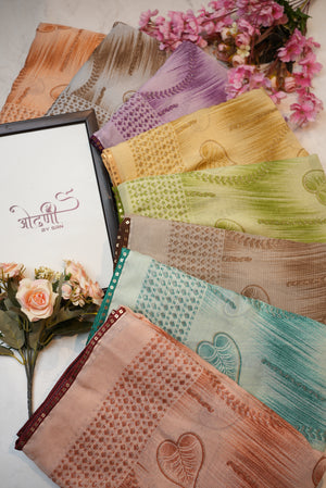 Georgette synthetic fabric saree with foil print ##031