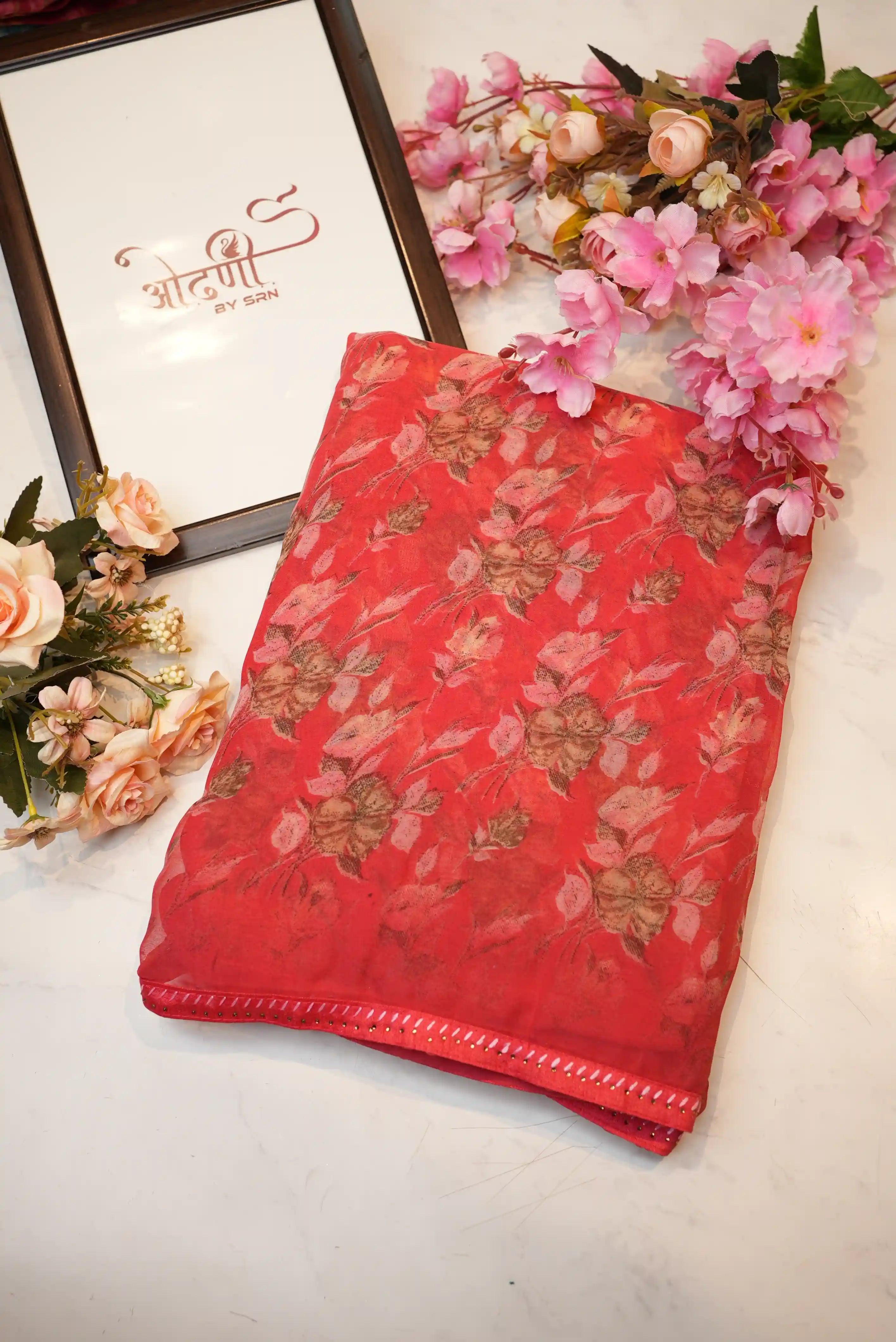 Lightweight Synthetic Saree with Floral Print