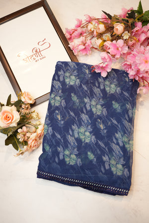 Weight less fabric synthetic saree with flower print ##SR032