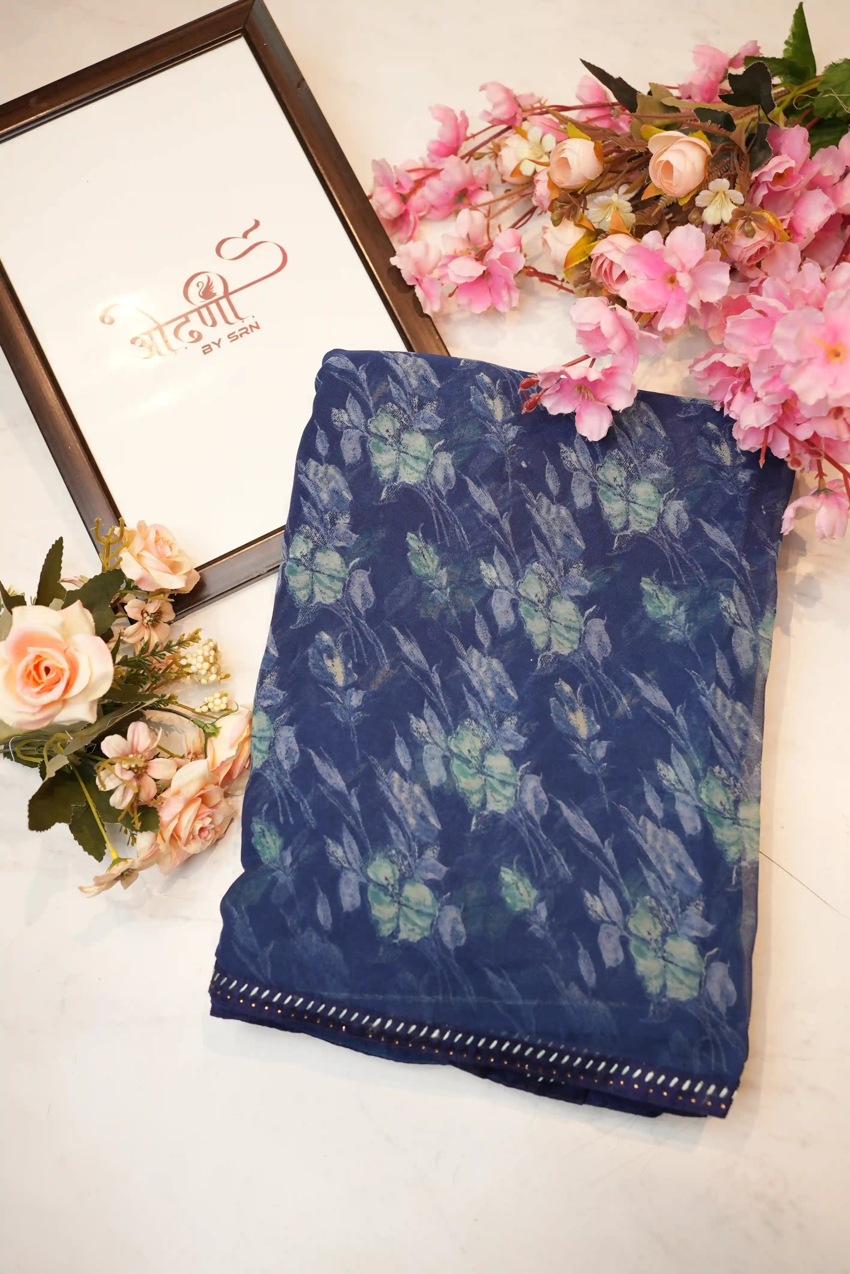 Lightweight Synthetic Saree with Floral Print