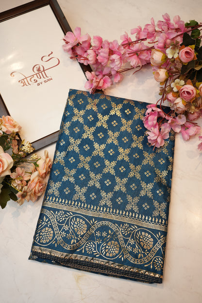 Dola silk fabric saree with foil print ##SR034