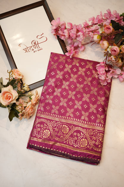 Dola silk fabric saree with foil print ##SR034