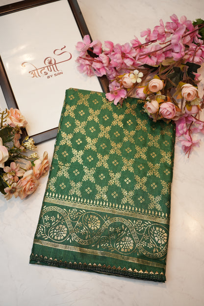 Dola silk fabric saree with foil print ##SR034