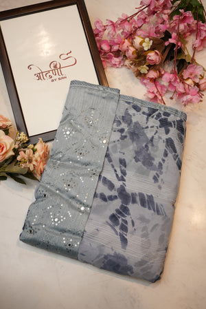 Georgate fabric saree with mirror blouse ##SR037