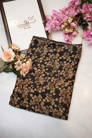 Syntnetic fabric saree with flower print ##SR026