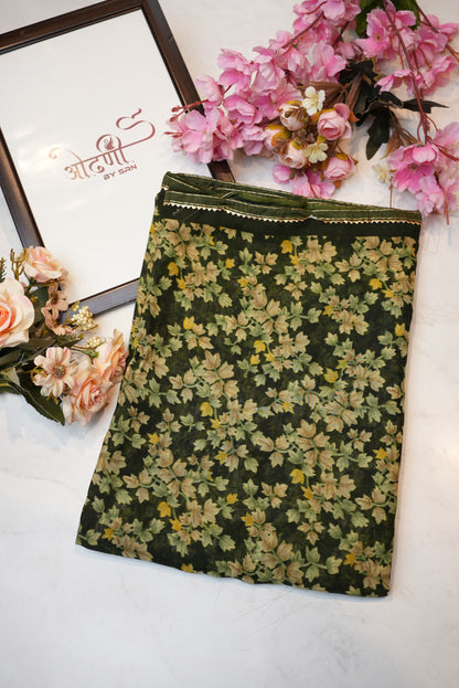 Syntnetic fabric saree with flower print ##SR026
