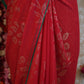 RED SPECIAL SAREE WITH SIROSKI & FOIL WORK ON GEORGETTE FABRIC (WITH BLOUSE)   ##SR0103