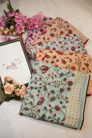 Syntnetic Net fabric saree with siroski buta & contrast blouse ##SR039