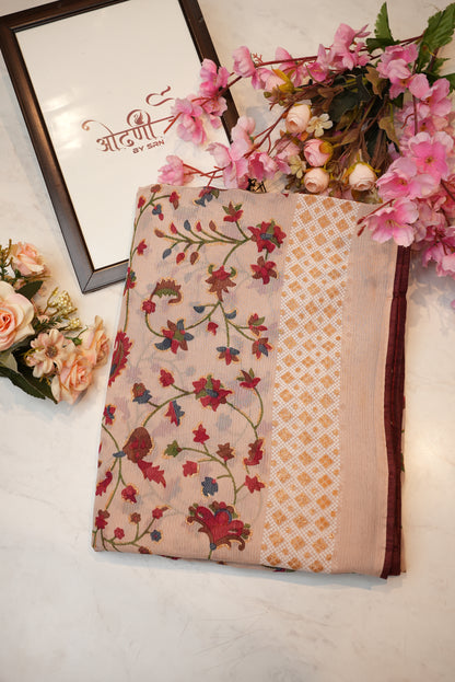 Syntnetic Net fabric saree with siroski buta & contrast blouse ##SR039